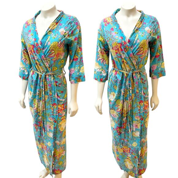 Anthropologie Plum Pretty Sugar Blue Floral Robe XS - Picture 1 of 10